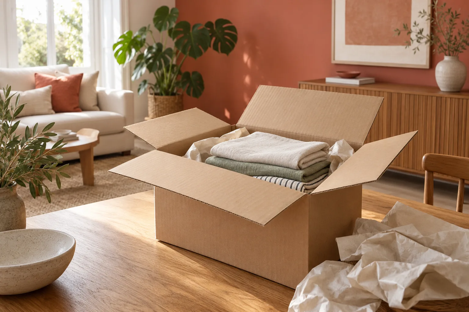 Original fictional packing-paper and linen carton still life